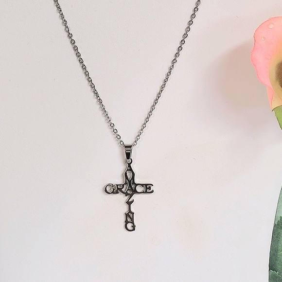 Titanium Steel Cross Pendant Necklace, amazing grace. - Picture 1 of 5